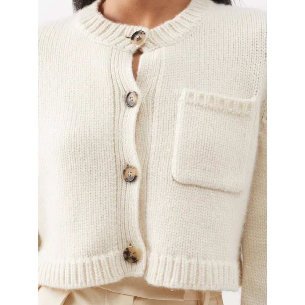 Khaite “Lavan” Cashmere Cropped Cardigan in Ivory, size XS - Picture 3 of 13